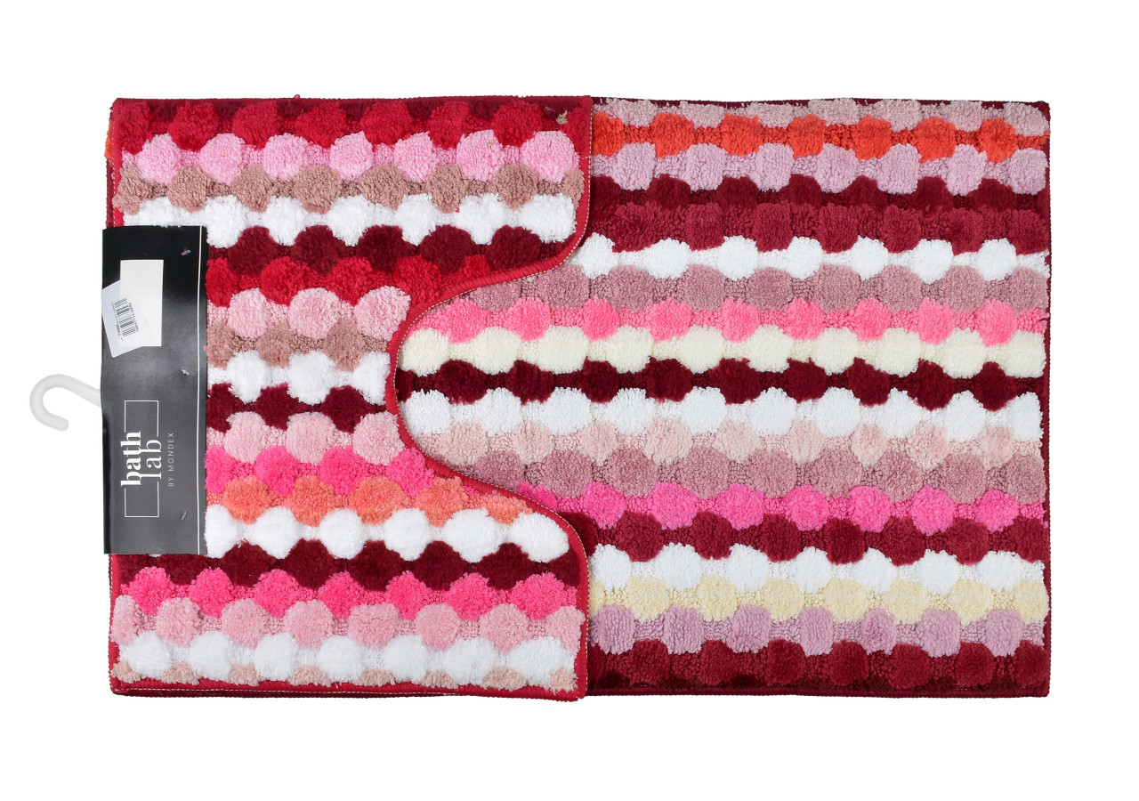 ZAC Lot de 2 Tapis - 50x90cm et 50x40cm Rayures Rouges - HTUA8050 - Mondex