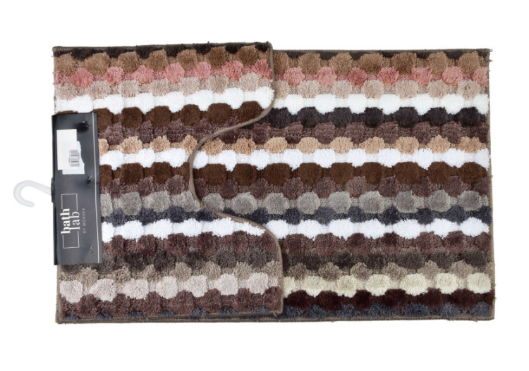ZAC Lot de 2 Tapis - 50x90cm et 50x40cm Rayures Marron - HTUA8043 - Mondex