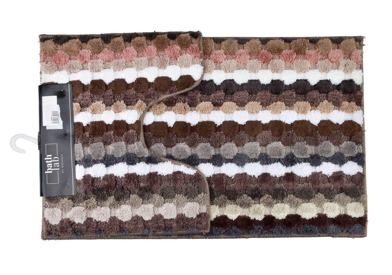 ZAC Lot de 2 Tapis - 50x90cm et 50x40cm Rayures Marron - HTUA8043 - Mondex