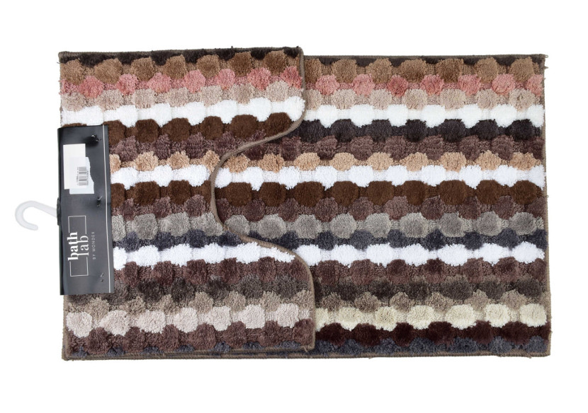 ZAC Lot de 2 Tapis - 50x90cm et 50x40cm Rayures Marron - HTUA8043 - Mondex