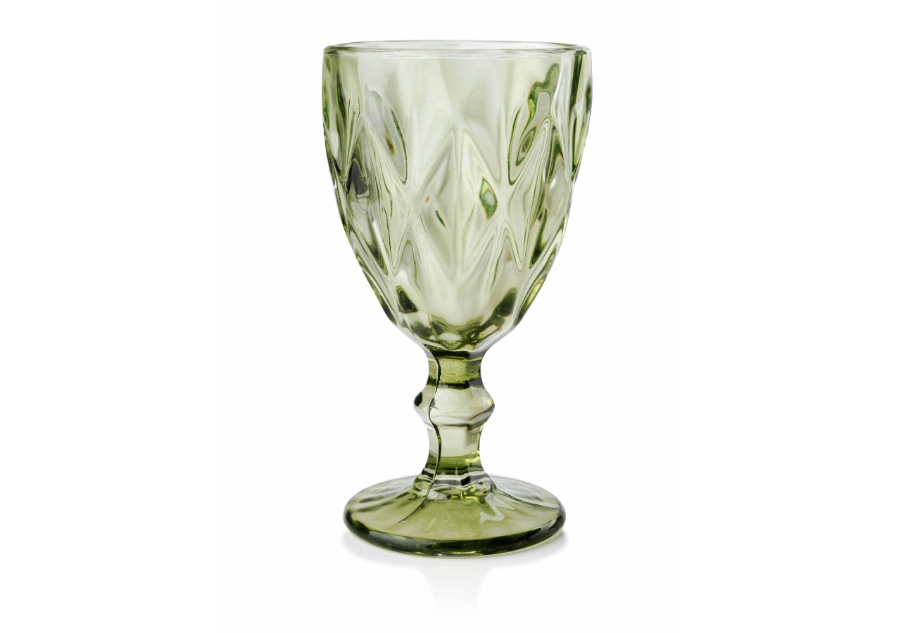 Verres à vin ELISE GREEN - Lot de 6 en verre vert 300ml 8,9x7,9xh17cm - HTID1664-PROM - Affekdesign By Mondex