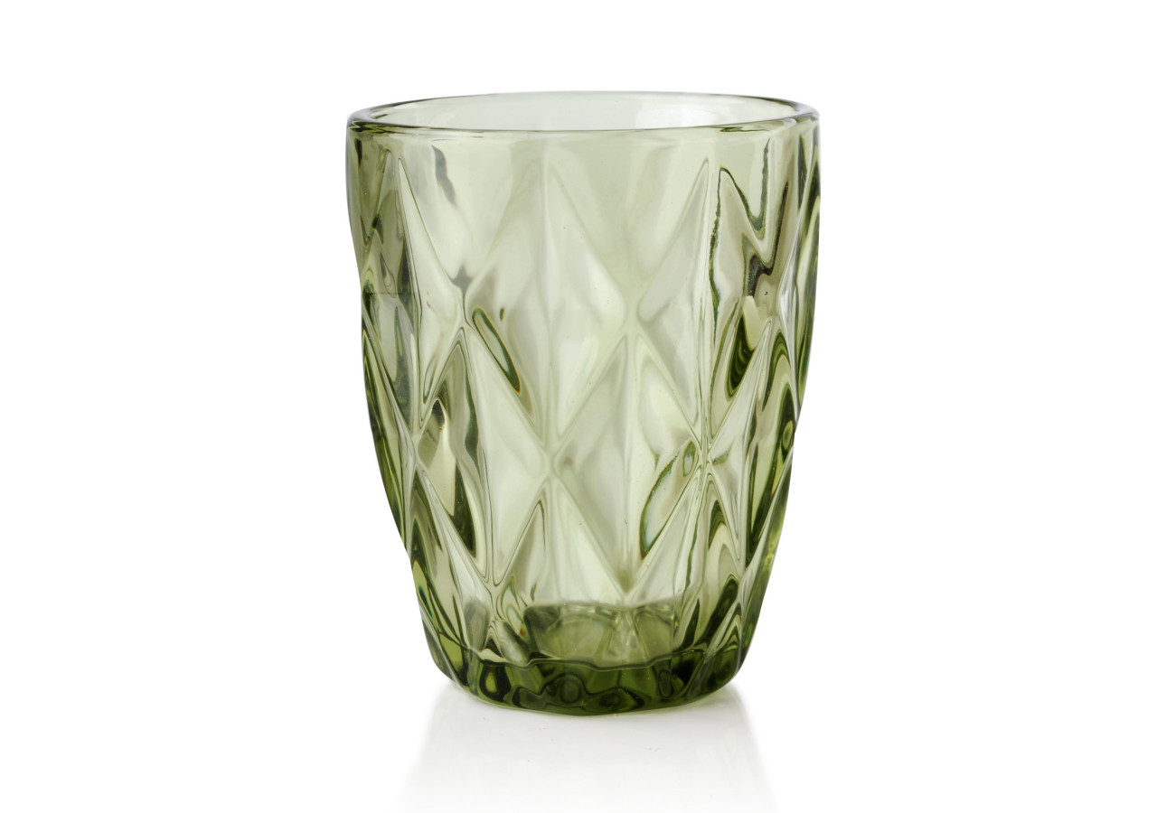 Verre ELISE GREEN - Lot de 6 en verre vert 250ml 8x9,8cm - HTID1602-PROM - Affekdesign By Mondex