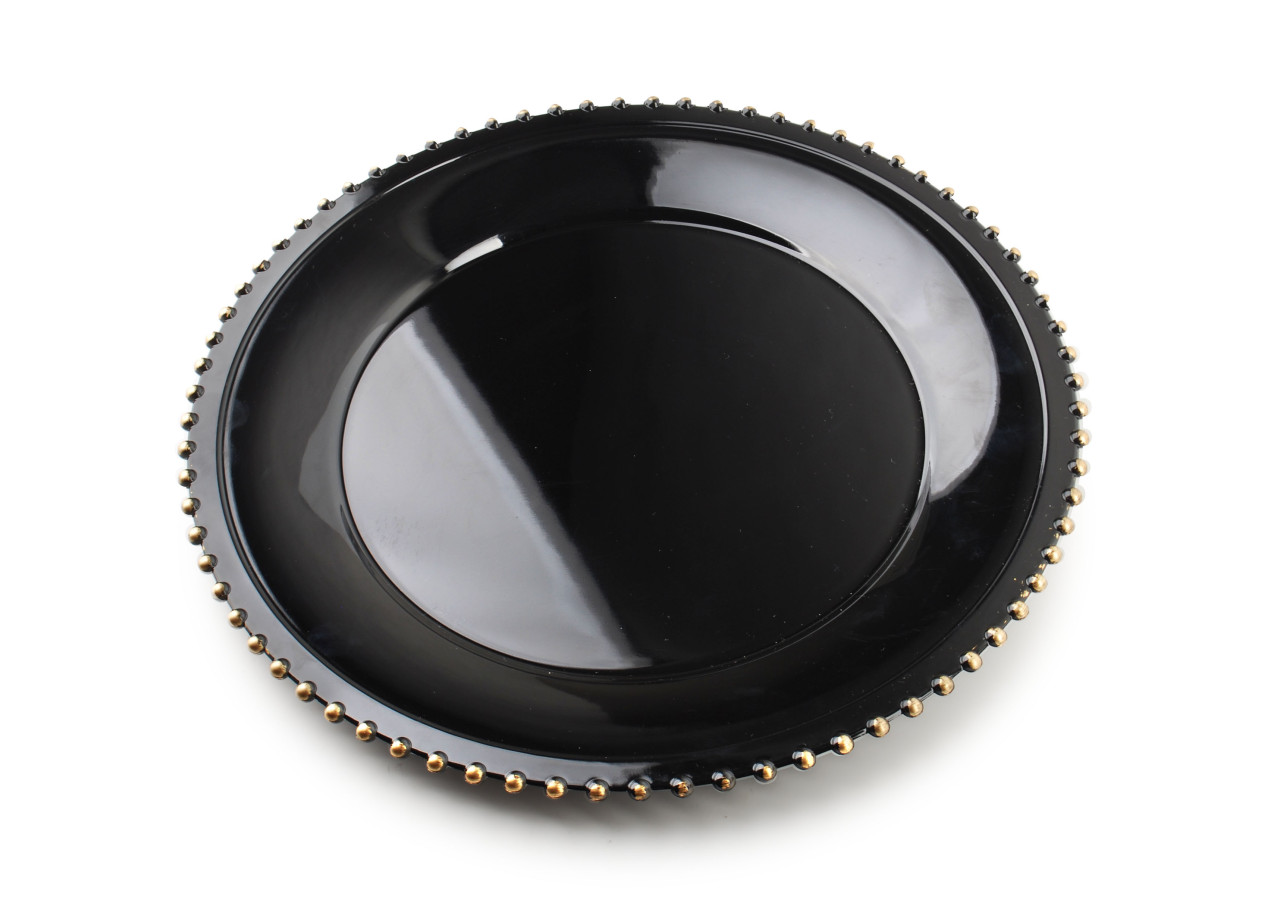 Sous-assiette BLANCHE COLOURS - Noire et dorée 33 x 33 x 2 cm - HTOS6872-PROM - Mondex