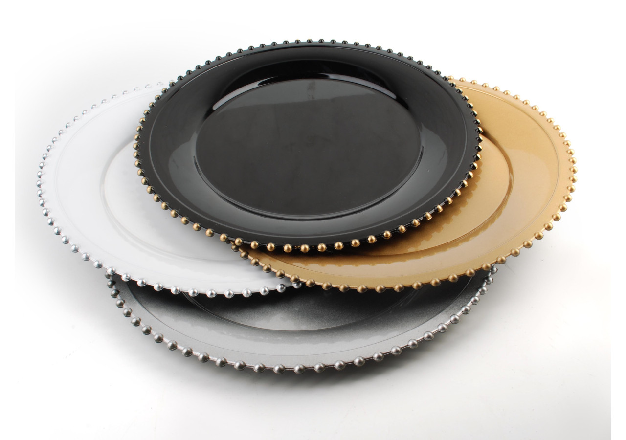 Sous-assiette BLANCHE COLOURS - Noire et dorée 33 x 33 x 2 cm - HTOS6872-PROM - Mondex