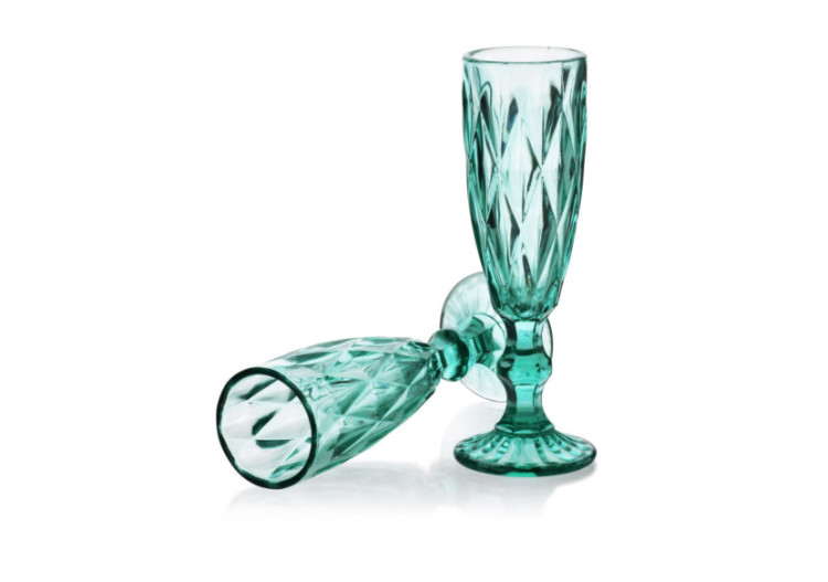 Set de 6 flûtes à champagne ELISE TURQUISE - 180ml, élégance raffinée - HTID4031-PROM - Affekdesign By Mondex 2