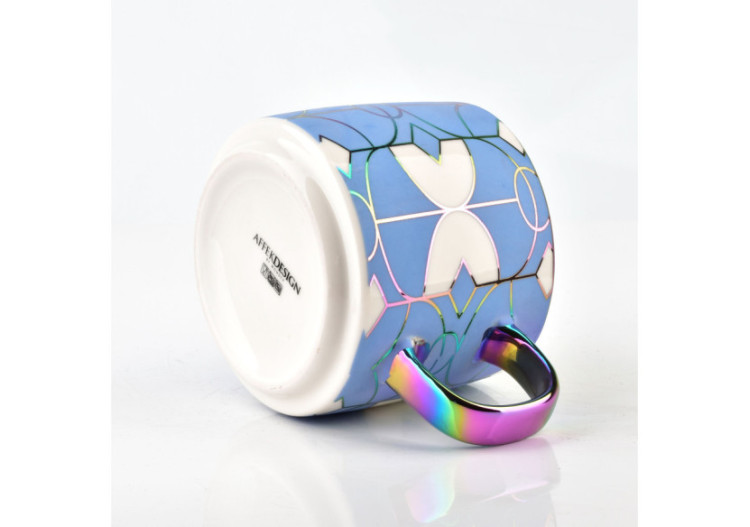 Mug NEO GEO - Porcelaine bleue 410ml avec motifs géométriques - HTPL3497-PROM - Affekdesign By Mondex 2