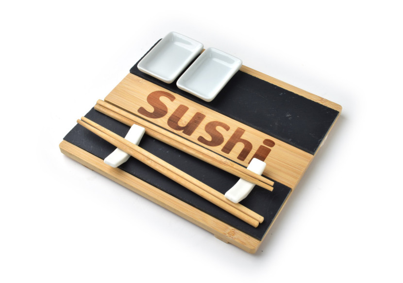 Ensemble à Sushi pour 2 personnes - Éléments en bois et céramique - HTXD9944-PROM - Mondex