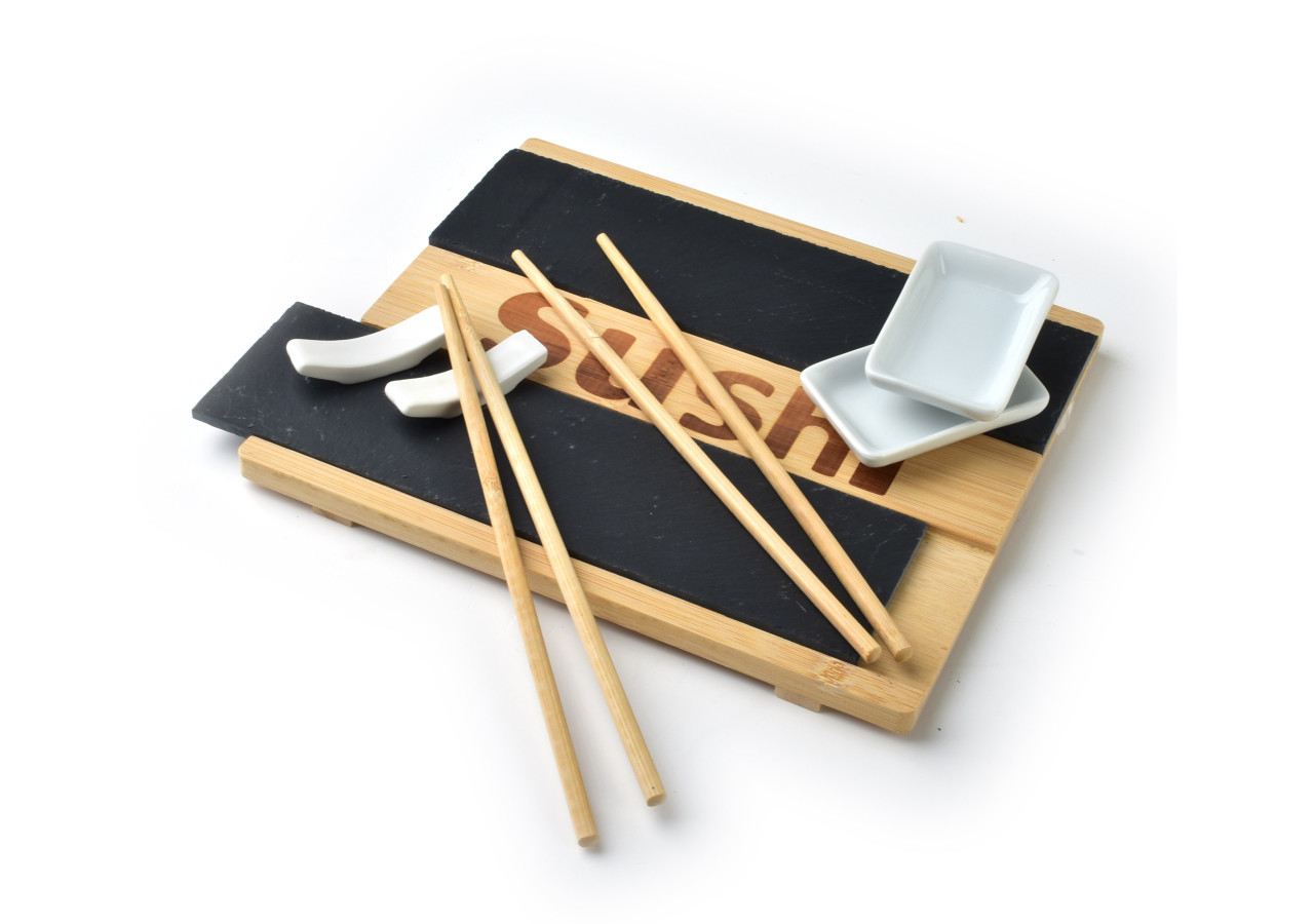 Ensemble à Sushi pour 2 personnes - Éléments en bois et céramique - HTXD9944-PROM - Mondex