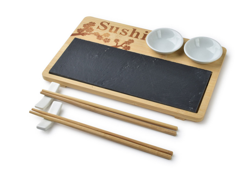 Ensemble à Sushi pour 2 personnes - Éléments en bois et céramique - HTXD9937-PROM - Mondex