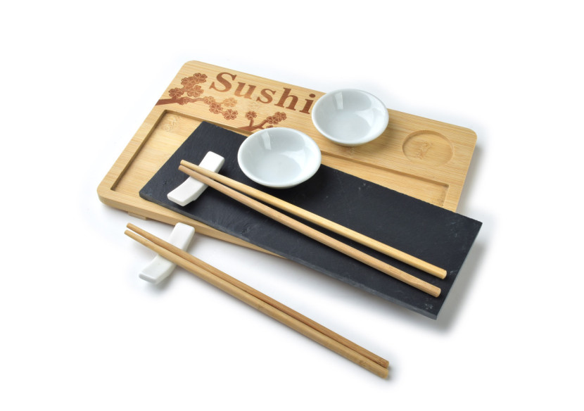 Ensemble à Sushi pour 2 personnes - Éléments en bois et céramique - HTXD9937-PROM - Mondex