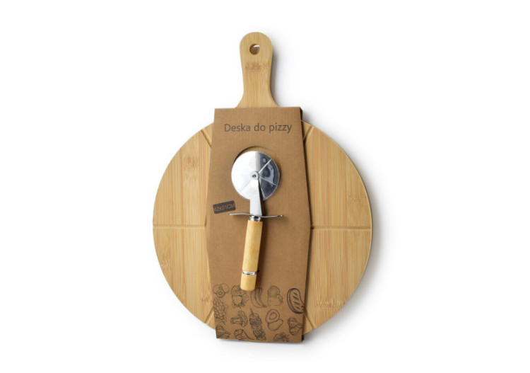 Planche à Pizza MODERN KITCHEN - 42x31x1,5cm avec coupe-pizza - HTXD9890-PROM - Mondex