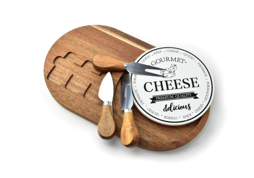 Planche de Service MODERN KITCHEN - Acacia avec Couteaux 30x18x2cm - HTXD9845-PROM - Mondex