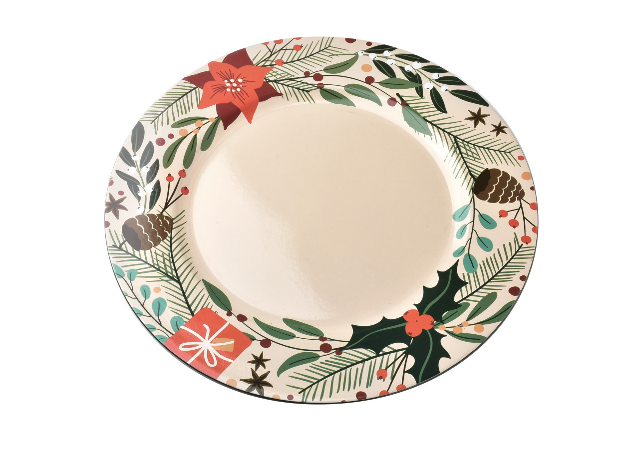 Sous-assiette BLANCHE FESTIVE - Décoratif 33 x 2 cm - HTOS9745-SW-PRO - Mondex