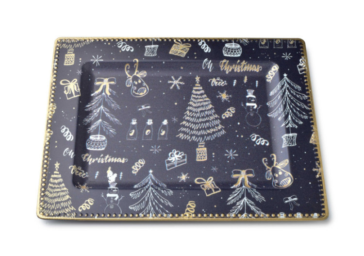 Support décoratif festif BLANCHE - 31,5x25xh1,5cm - HTOS9424-SW-PRO - Mondex