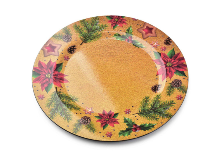 Sous-assiette festive BLANCHE - 33x33x2cm élégante - HTOS9310-SW-PRO - Mondex