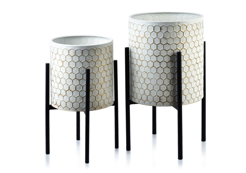 Ensemble de 2 Pots SWEN - Sur Support (31x58/26x48cm) - HTOP6090-PROM - Mondex