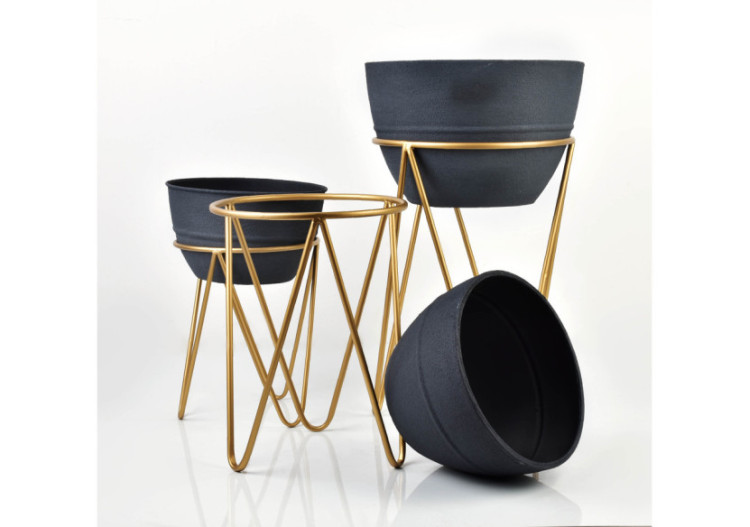 Ensemble de 3 Pots SWEN - Sur Support (36x60,5/31x49,5/27x39,5cm) - HTOP6021-PROM - Mondex 2