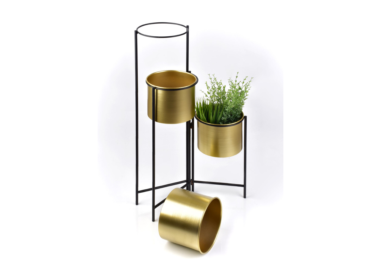 Porte-plantes SWEN GOLD - 3 niveaux en métal - HTOP5542-PROM - Mondex