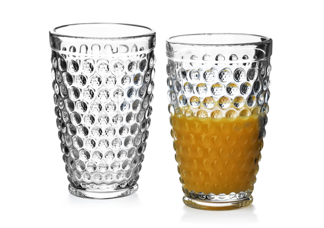 Verre haut ELISE DOTS - Ensemble de 6 verres 380ml en verre transparent - HTID8931-PROM - Affekdesign By Mondex