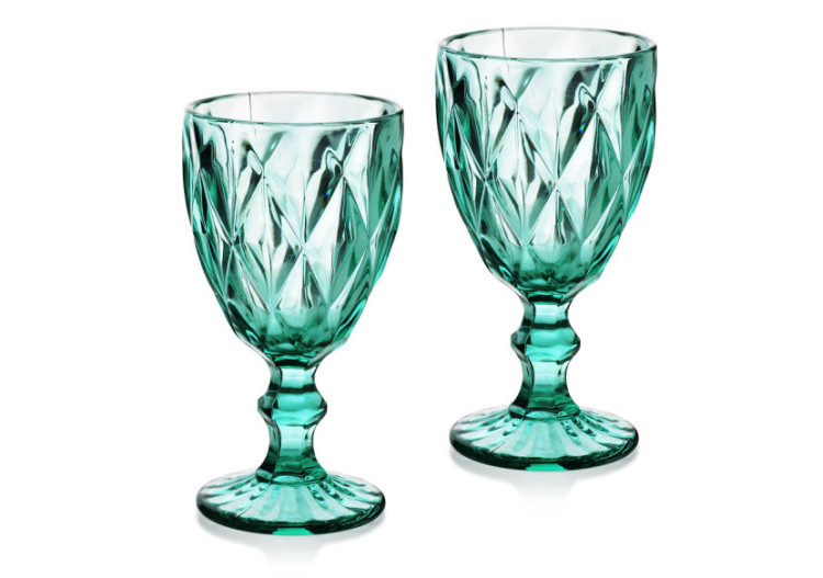Flûtes à vin ELISE TURQUOISE - Set de 6 flûtes 300ml en verre épais - HTID4017-PROM - Affekdesign By Mondex