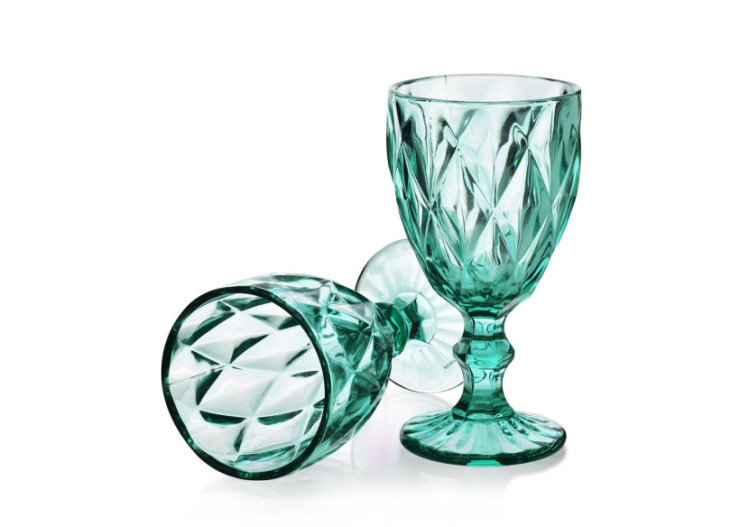 Flûtes à vin ELISE TURQUOISE - Set de 6 flûtes 300ml en verre épais - HTID4017-PROM - Affekdesign By Mondex 2