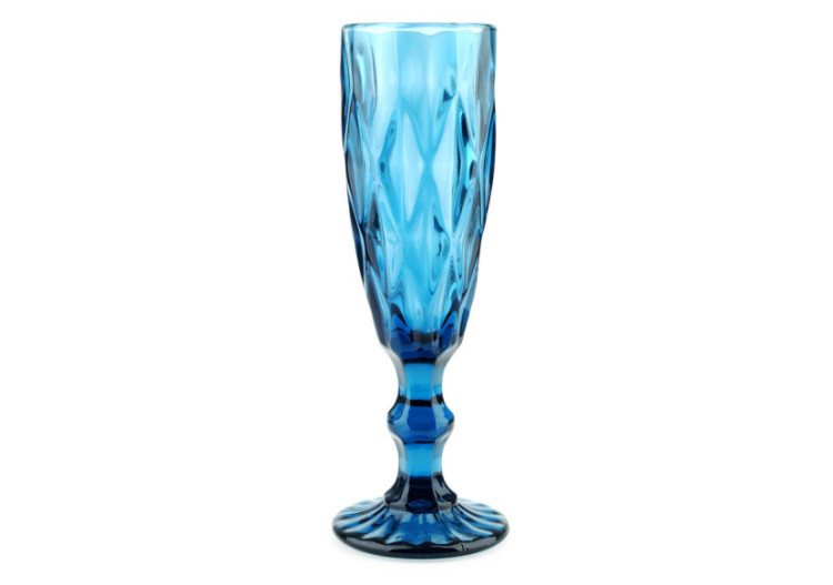 Flûtes à champagne ELISE BLEU - Set de 6 flûtes 180ml en verre résistant - HTID3720-PROM - Affekdesign By Mondex