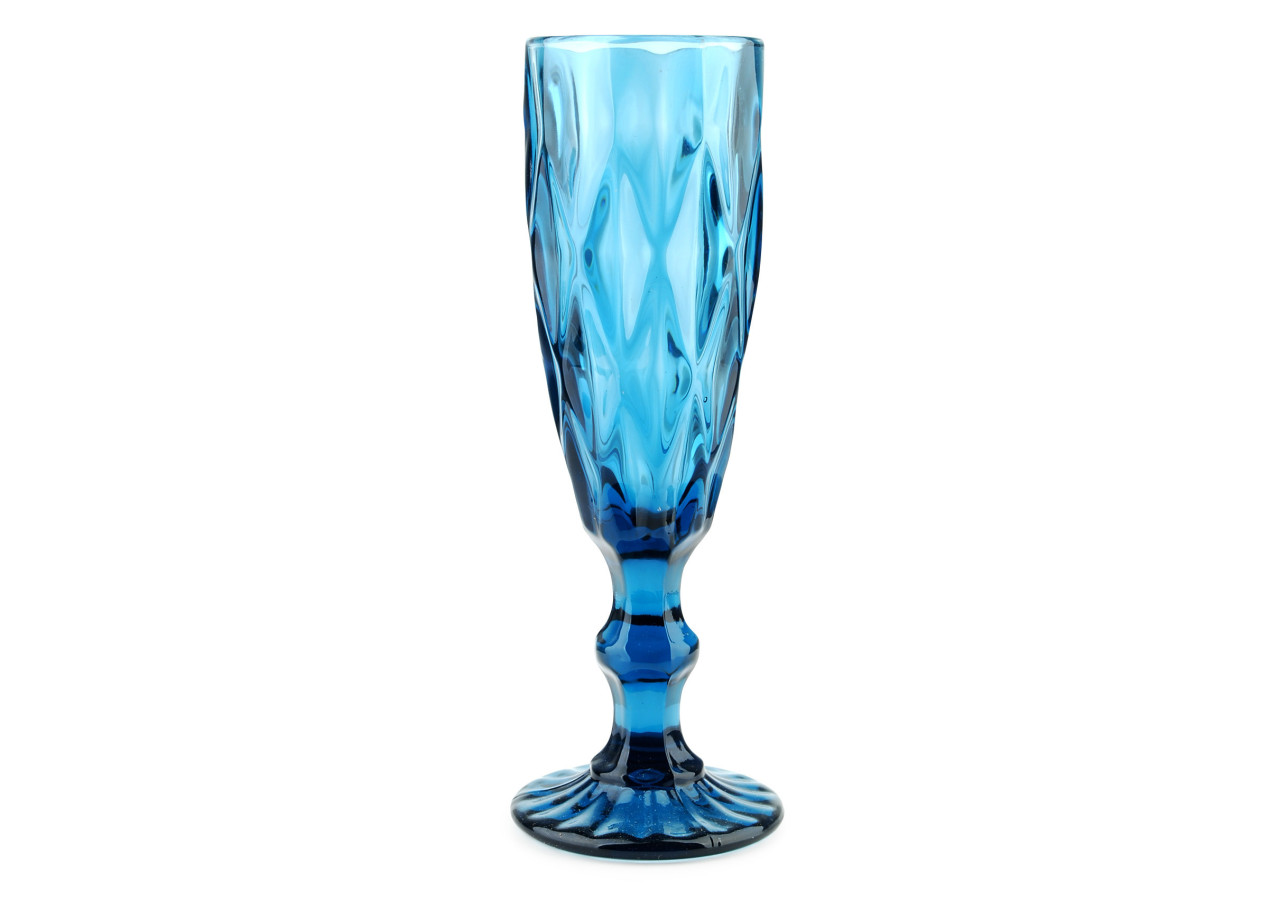 Flûtes à champagne ELISE BLEU - Set de 6 flûtes 180ml en verre résistant - HTID3720-PROM - Affekdesign By Mondex