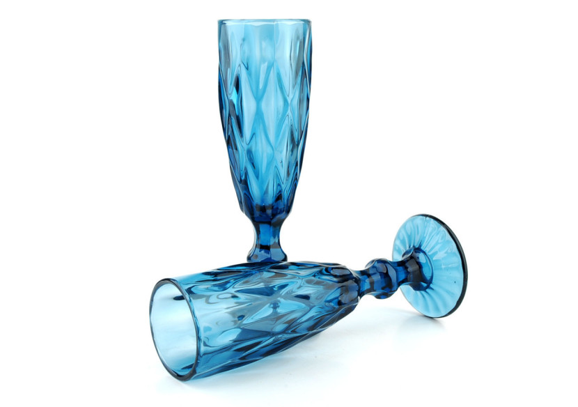 Flûtes à champagne ELISE BLEU - Set de 6 flûtes 180ml en verre résistant - HTID3720-PROM - Affekdesign By Mondex Flûtes à champagne ELISE BLEU - Set de 6 flûtes 180ml en verre résistant - HTID3720-PROM - Affekdesign By Mondex