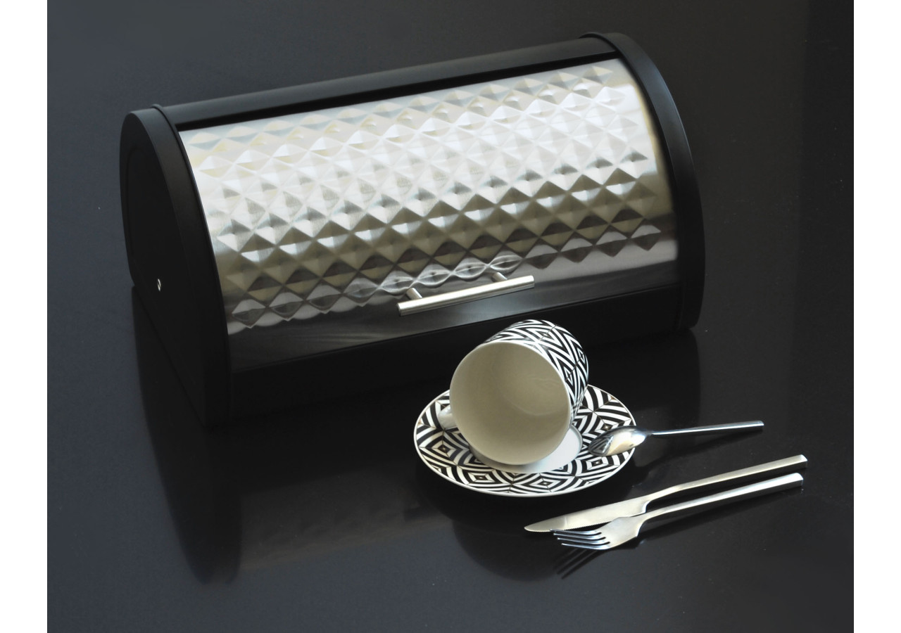 Boîte à pain DIAMOND - Métal noir 37,8 x 25,5 x 18 cm - HTBC5449-PROM - Cookini By Mondex