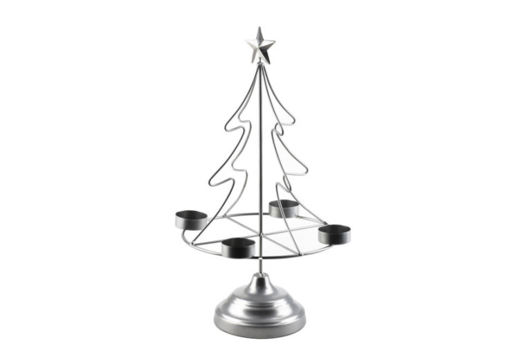 SANTA LILA Świecznik choinka 23,5x11xh38cm srebrna