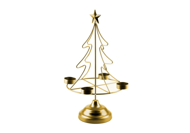 Bougeoir en métal en forme de sapin - Or 23,5x11xh38cm - HTOP2946-PROMSW - Mondex