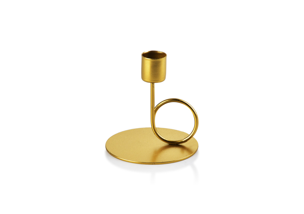 Bougeoir CEDRIC GOLD - 9x9xh10cm en métal doré - HTOP3370-PROM - Mondex