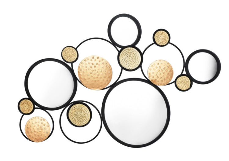 Décoration murale TALA - Miroir 60x37x0,7cm en métal doré et noir - HTOP2939-PROM - Mondex