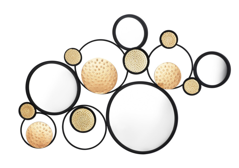 Décoration murale TALA - Miroir 60x37x0,7cm en métal doré et noir - HTOP2939-PROM - Mondex