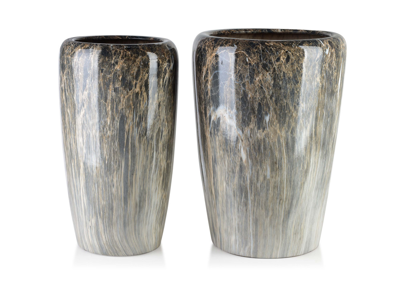Lot de 2 Cache-Pots NEVA MARBLE - 41x41x58cm et 30x30x56cm - HTYE2677 - Mondex