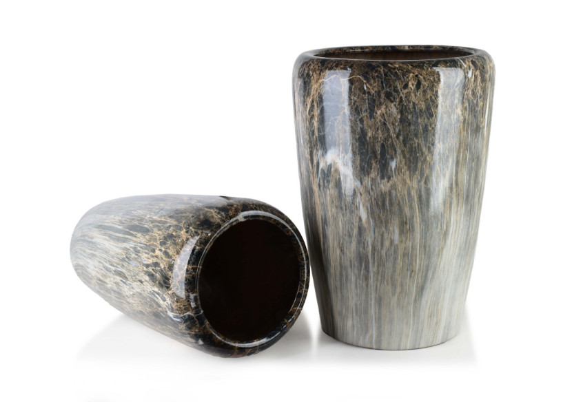 Lot de 2 Cache-Pots NEVA MARBLE - 41x41x58cm et 30x30x56cm - HTYE2677 - Mondex Lot de 2 Cache-Pots NEVA MARBLE - 41x41x58cm et 30x30x56cm - HTYE2677 - Mondex