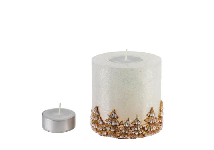 Bougie Lampion NIKOLAO - Cylindre blanc et doré 120 - TCM3161-SW - Mondex