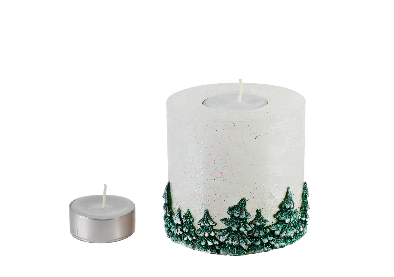 Bougie Lampion NIKOLAO - Cylindre blanc et vert 120 - TCM3154-SW - Mondex