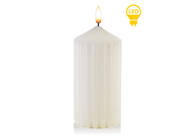 Bougie LED IDALIA - 7x7xh19cm, ambiance chaleureuse et élégante - HTYT4764 - Mondex