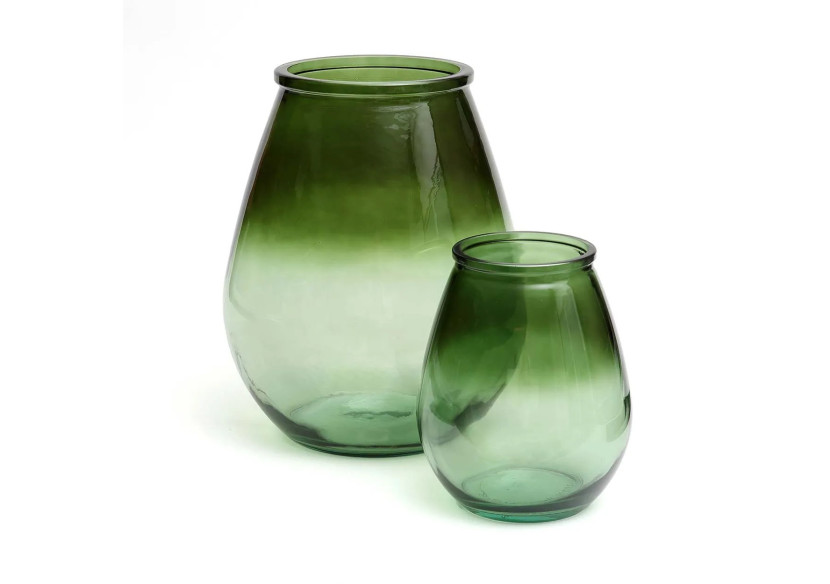 Vase Qiezi - Design Contemporain en Verre Vert - M - ESSAMI013G-M - Bazar Bizar