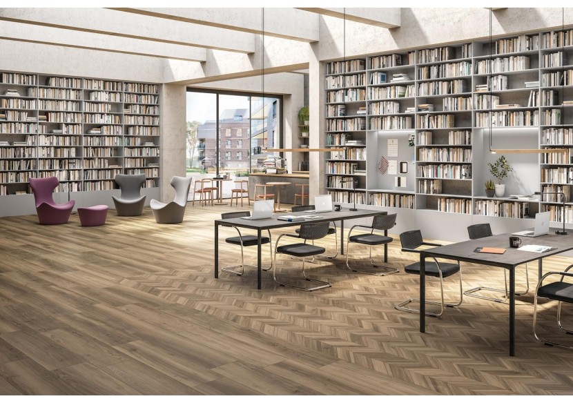 Mosaïque sol et mur en chevrons grès cérame Nuance- Panaria : Confort'Mat