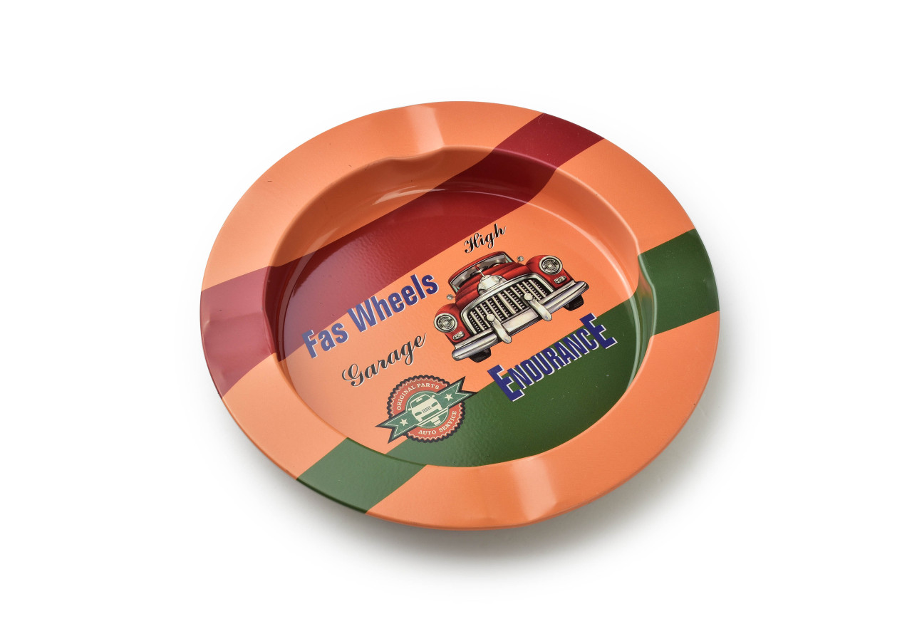 Cendrier ASHLEY - Métal robuste avec motifs rétro 13,5 x 1,5 cm - HTUA9935 - Mondex