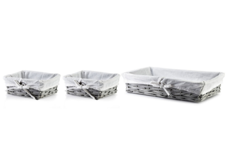 WILL Ensemble de 3 paniers XL - 39 x 25 x 9 cm / 19 x 16 x 8 cm - HIWD4221 - Mondex