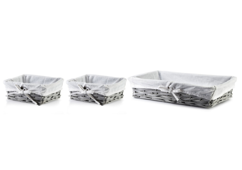WILL Ensemble de 3 paniers XL - 39 x 25 x 9 cm / 19 x 16 x 8 cm - HIWD4221 - Mondex
