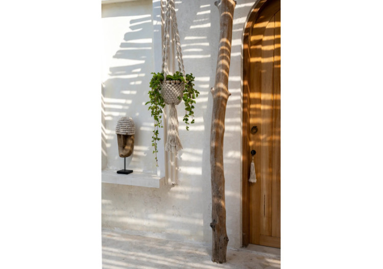 Porte Plante Macramé Torsadé - Blanc Naturel - L - BAEX009NW-L - Bazar Bizar 2