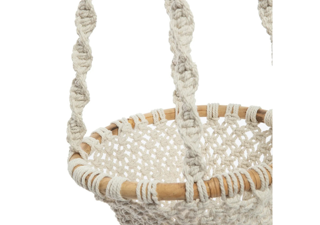 Porte Plante Macramé Torsadé - Blanc Naturel - L - BAEX009NW-L - Bazar Bizar