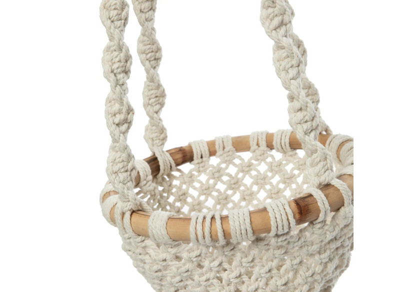 Porte Plante Macramé Torsadé - Blanc Naturel - M - BAEX009NW-M - Bazar Bizar