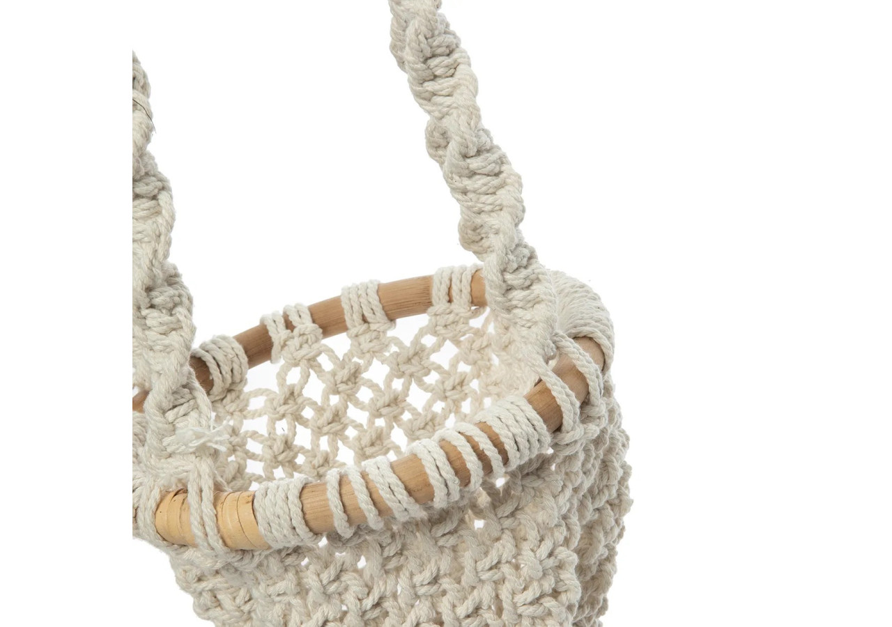 Porte Plante Macramé Torsadé - Blanc Naturel - S - BAEX009NW-S - Bazar Bizar