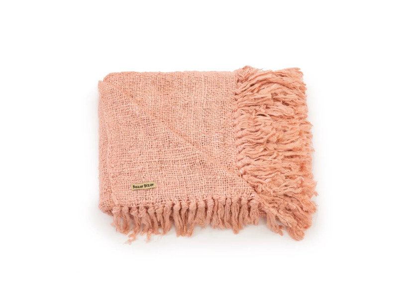 Plaid S'il Vous Plaît - Rose Saumon - INIE002Pi - Bazar Bizar