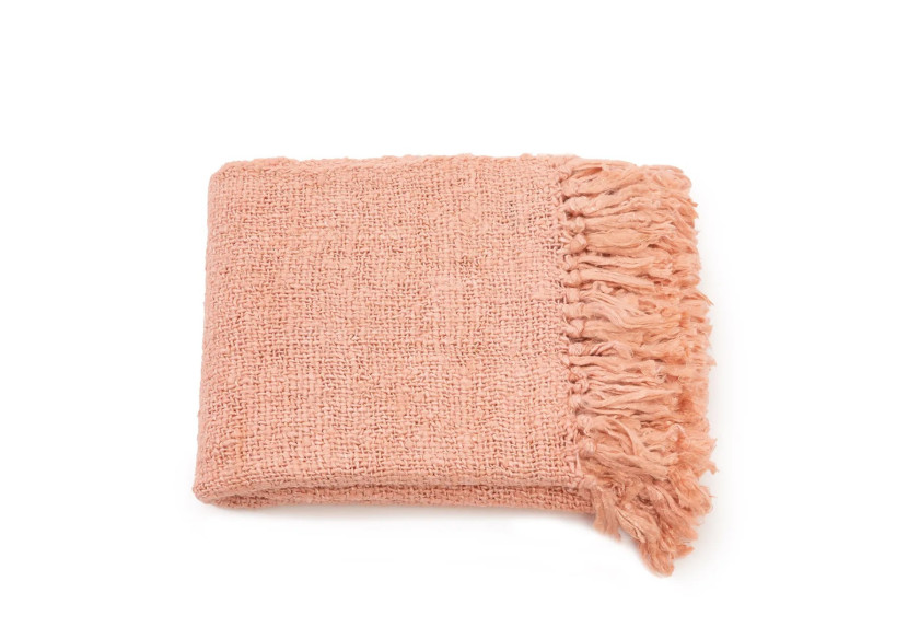 Plaid S'il Vous Plaît - Rose Saumon - INIE002Pi - Bazar Bizar